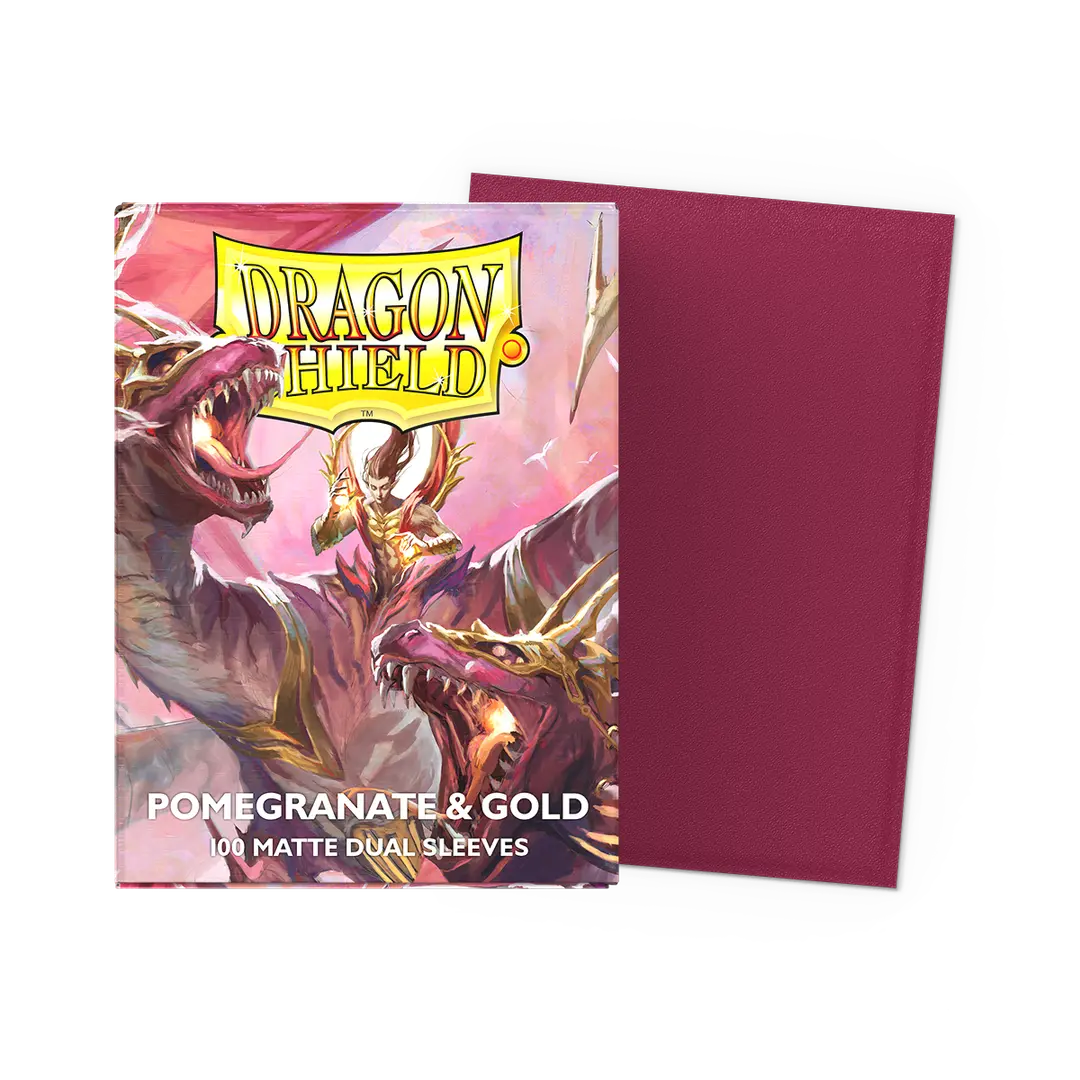 Dragon Shield Matte Dual Sleeves - Standard Size - 100ct - Pomegranate & Gold