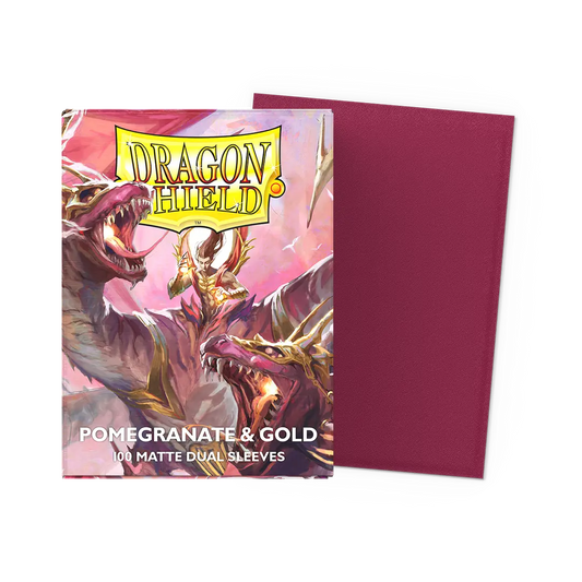 Dragon Shield Matte Dual Sleeves - Standard Size - 100ct - Pomegranate & Gold