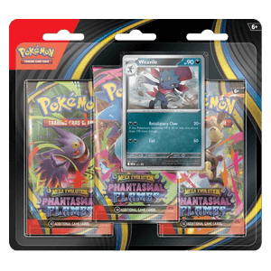 Pokémon TCG: Mega Evolution - Phantasmal Flames - Blister Pack - Three Boosters - Weavile Promo Card